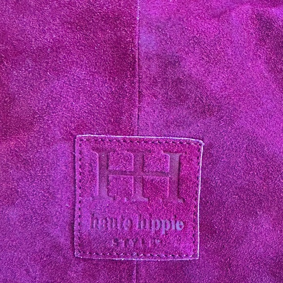 Haute Hippie Fringe Suede Bucket Bag Burgundy / Wine Boho Slouchy design ⭐️NWT⭐️ - Picture 8 of 15